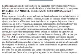IMPORTANTE: Alerta y Movilización en Santa Fe