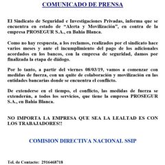 Estado de Alerta y Movilización contra Prosegur