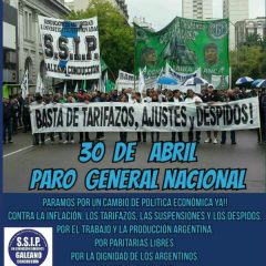 30 de ABRIL: PARO GENERAL NACIONAL