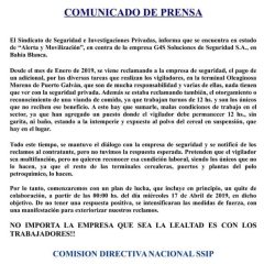 ESTADO DE ALERTA Y MOVILIZACIÓN contra G4S