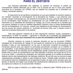 Paro el 29 de Julio: Todos en Defensa De Un Salario Digno