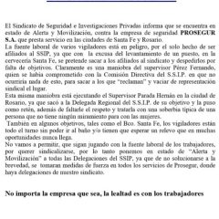 Estado de Alerta y Movilización contra Prosegur