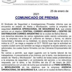 Estado de Alerta y Movilización contra Agencia Operacional de Seguridad S.A.