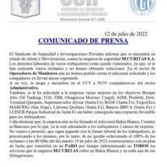 Estado de Alerta y Movilización contra Securitas S.A.