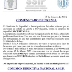 Estado de alerta y movilización contra Securitas S.A.