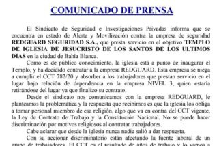 Alerta y Movilización contra REDGUARD SEGURIDAD S.A.