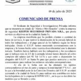 Alerta y Movilización contra Keeper Seguridad Privada S.R.L.