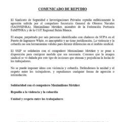 Comunicado de repudio ante la agresión sufrida por el compañero Maximiliano Metzker