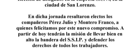 Elección de delegados en la empresa S.C.V. – San Lorenzo