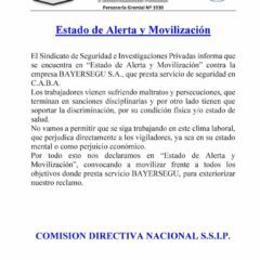 Estado de Alerta y Movilización contra Bayersegu S.A.