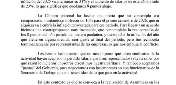 No vamos a aceptar pérdida de poder adquisitivo