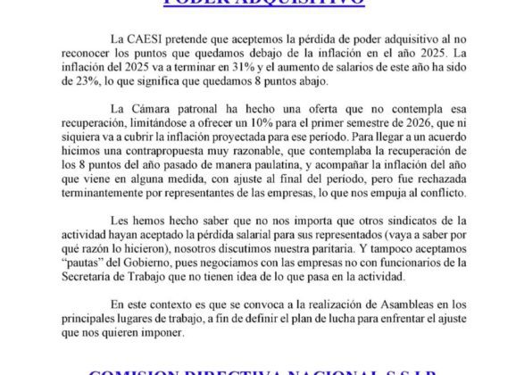 No vamos a aceptar pérdida de poder adquisitivo