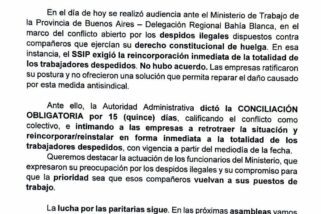 El Ministerio de Trabajo ordena la reincorporación de trabajadores despedidos ilegalmente