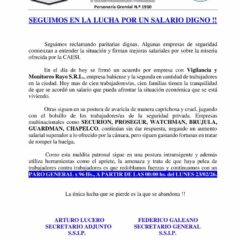 Seguimos en la lucha por un salario digno