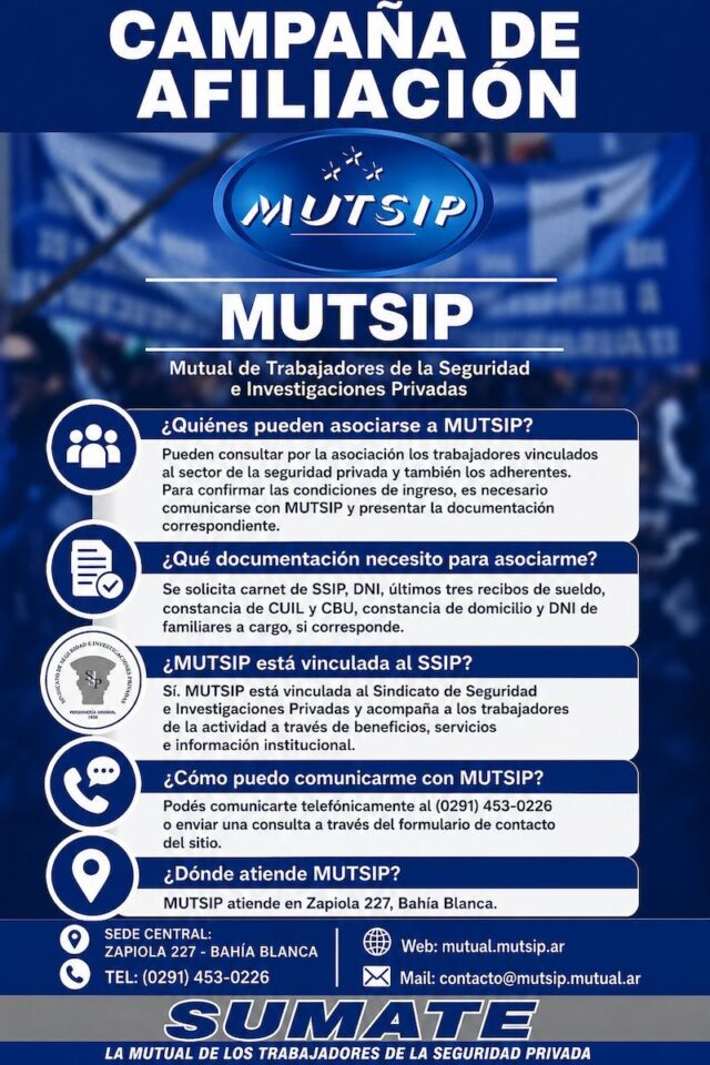 Campaña de MUTSIP con requisitos, documentación y datos de contacto para asociarse