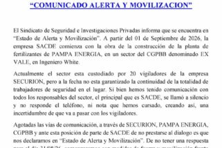 Nos declaramos en Estado de Alerta y Movilización por la continuidad laboral de vigiladores en EX VALE
