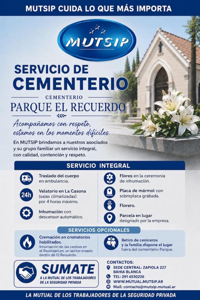 Servicio de cementerio de MUTSIP para asociados y grupo familiar en Parque El Recuerdo