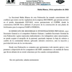 Recibimos el respaldo de FeMPINRA en defensa de los trabajadores de Securion