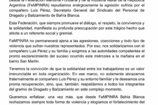 Repudiamos la agresión sufrida por Luis Pérez y expresamos nuestra solidaridad gremial