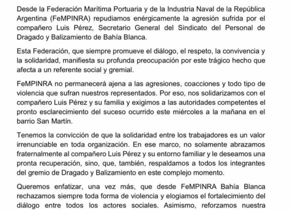 Repudiamos la agresión sufrida por Luis Pérez y expresamos nuestra solidaridad gremial